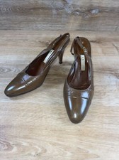 Vintage Gucci Leather W Snake Accent Sling Back Heels Shoes 38.5 N US 8.5