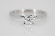 18K White Gold 950Pt. 0.45 ct Princess Cut "Celebrate" Engagement Ring Size 6