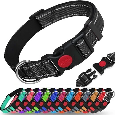 CARDYS Dog Collar Reflective Adjustable Puppy Comfortable Padded Neoprene Small Medium