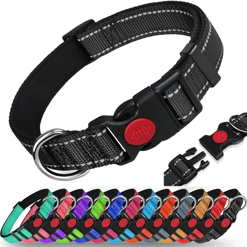 Dog Collar Reflective Adjustable Puppy Comfortable Padded Neoprene Small Medium