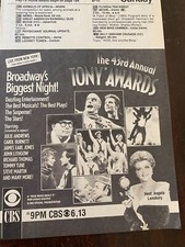Tony Awards, Julie Andrews, Angela Lansbury, Vintage TV Guide Ad