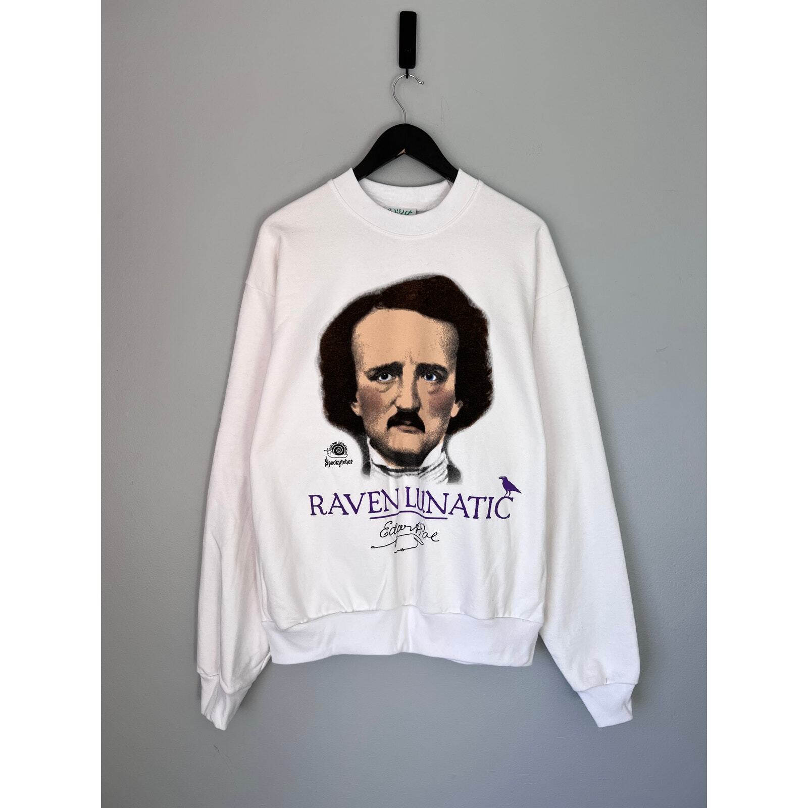 Online Ceramics Edgar Allan Poe Raven Lunatic Sweatshirt Medium White-image