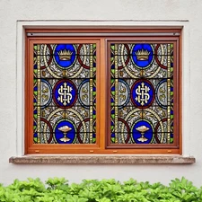 3D Crown Pattern A880 Window Film Print Sticker Cling Stained Glass UV Zoe