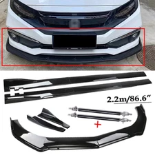 Front Bumper Lip Spoiler Chin Splitter Body Kit Glossy Black For Honda Civic