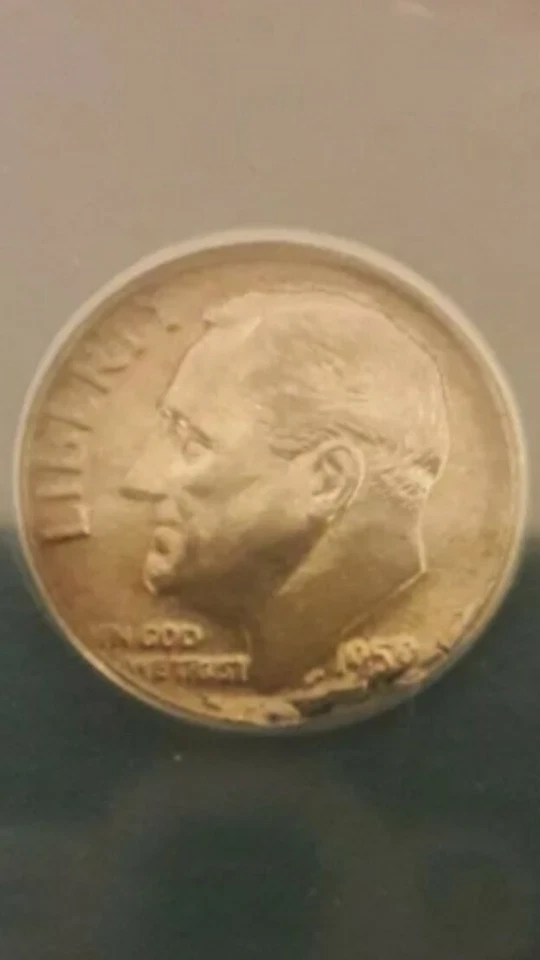 1 USA US Mint Coin Ragged Clip Error Roosevelt Silver Dime Graded by ANACS AU58! - Image 2 of 4