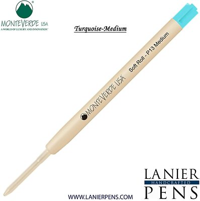 1 Pack- Monteverde P13 SoftRoll Ballpoint Refill Turquoise Medium Tip 0.7mm