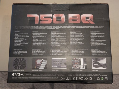 EVGA 750 BQ, 110-BQ-0750-V1, 80+ BRONZE 750W Semi Modular Power Supply - Afbeelding 2 van 7