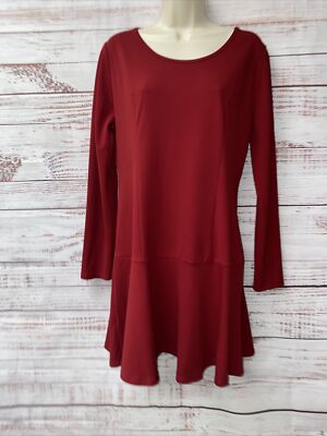 Umgee Women's Red Dress Long Sleeve Drop Waist Size L WD2-45 | eBay