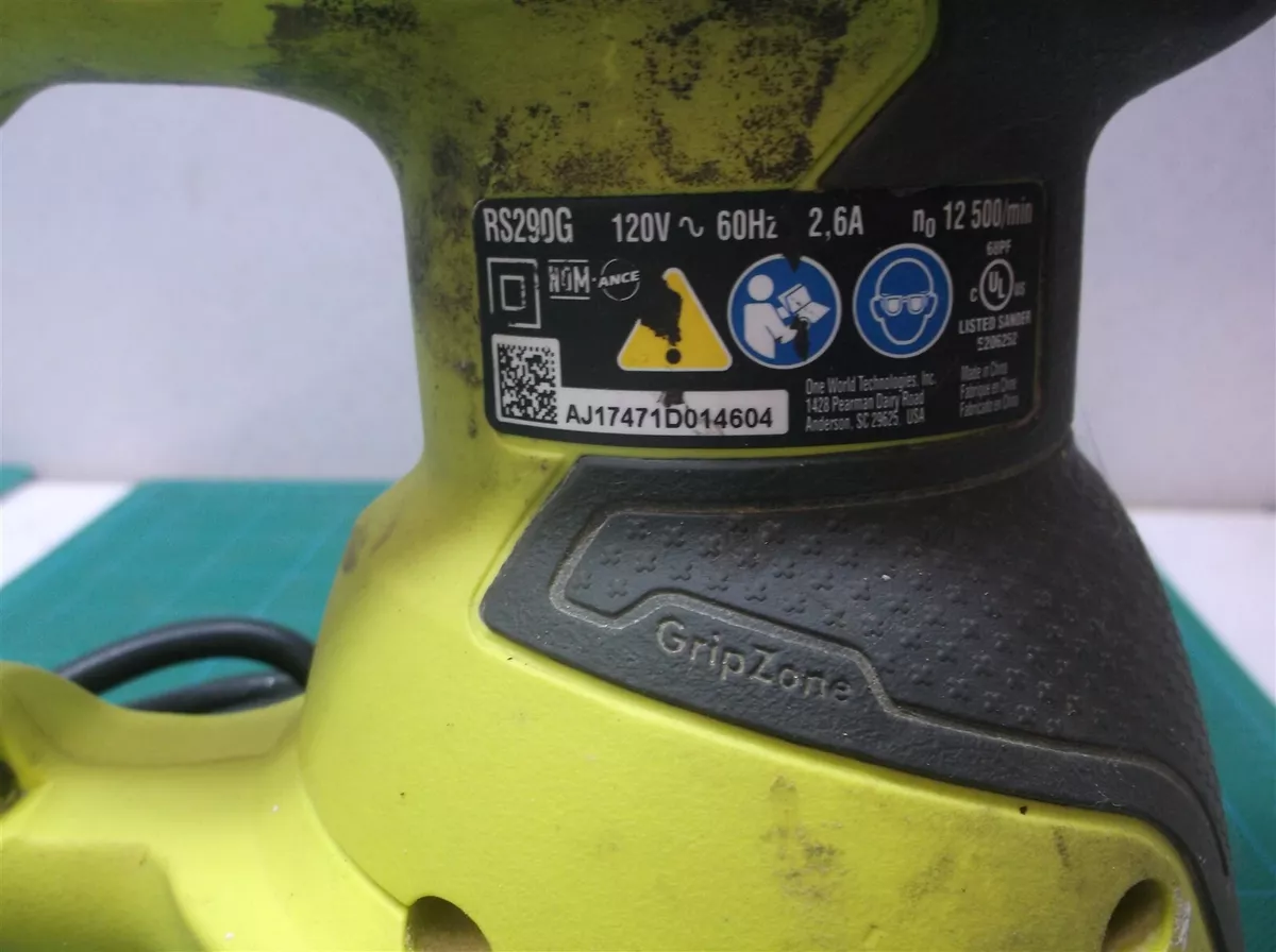Ryobi RS290G 2.6 Amp 5 in. Random Orbital Sander S N AJ17471D014604 No Dust Bag