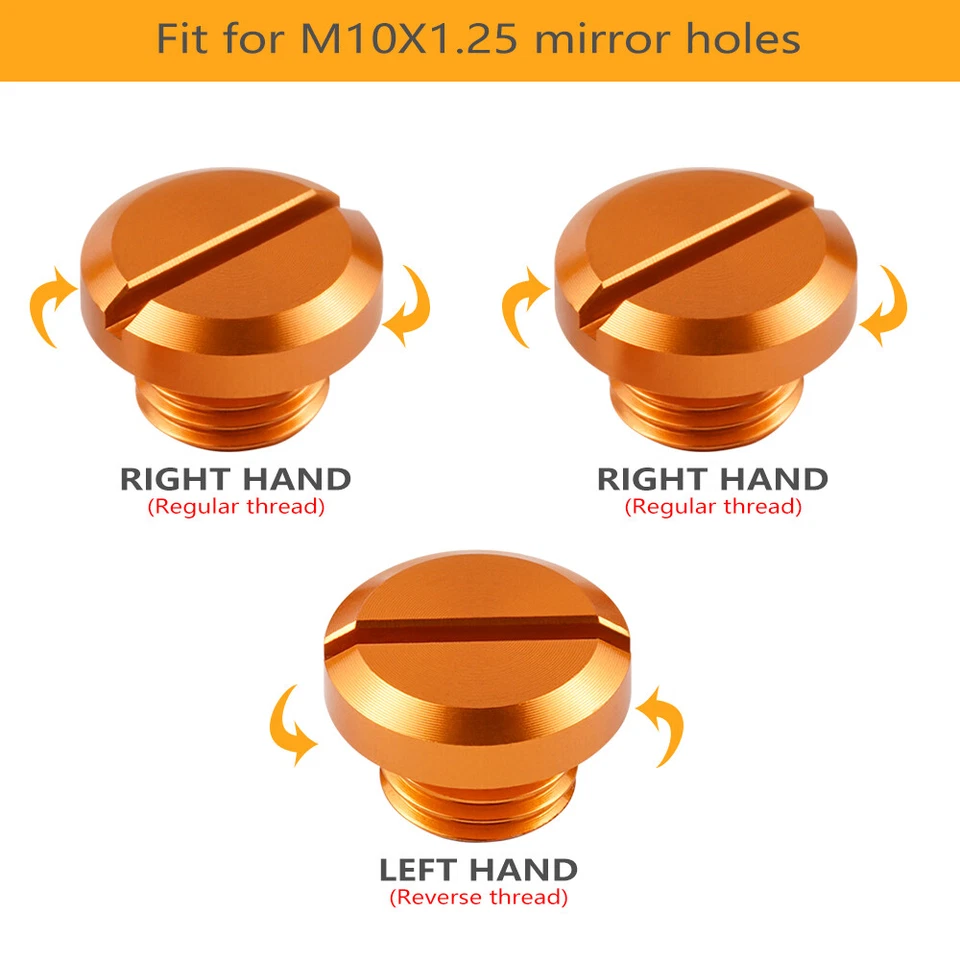 2x Regular + 1x Reverse Mirror Hole Plugs For KTM DUKE 125 200 250 390 690 790 Foto 4 de 4