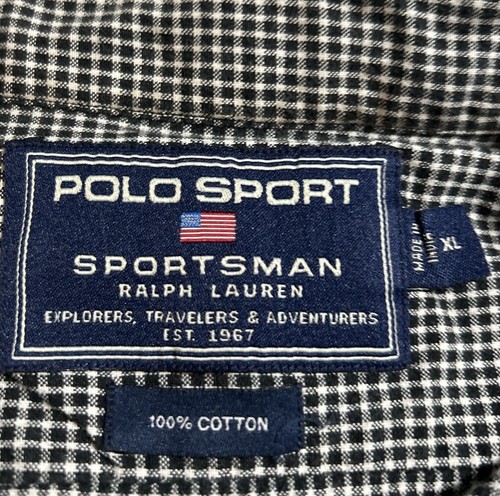VTG Polo Sport Ralph Lauren Shirt Mens XL Blue Plaid Checker 90s - Picture 8 of 8