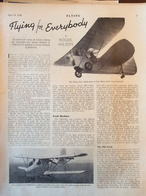 A4f Ephemera Article 1938 Flying For Everybody Roger Wilson