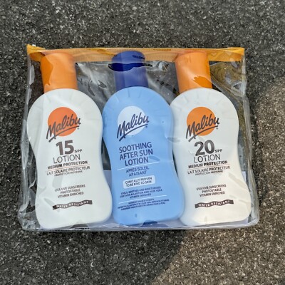 Malibu Sonnencreme Lotion Travel Essentials 100 ml 3er Pack LSF 20 LSF 15 & AfterSun