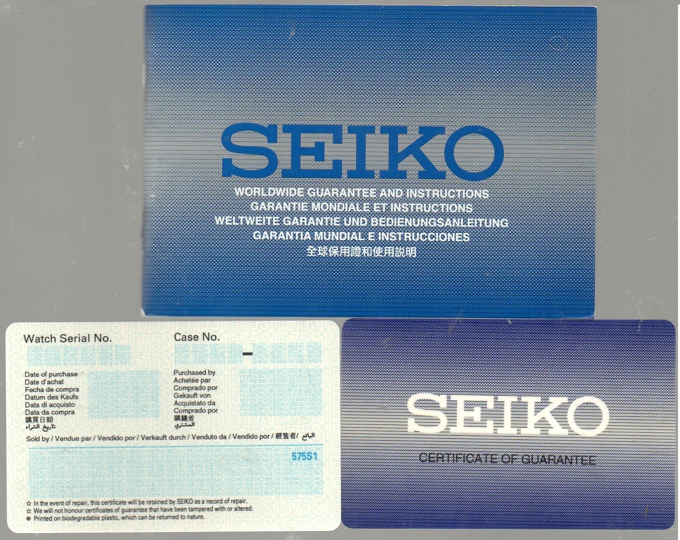 SEIKO Empty Watch Box w/ warranty card PERPETUAL CALENDAR 4F32 8F32 8F33  manual | eBay