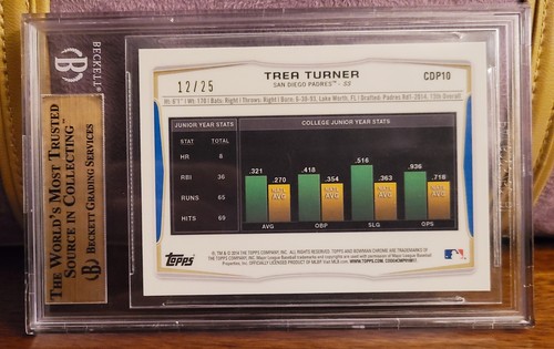 2014 Trea Turner 1st Bowman Chrome Silver Wave Refractor #/25 BGS 9.5 True Gem🔥 - Picture 2 of 2