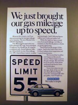 1982 Honda Civic 1300 FE Hatchback Car Ad - Up to Speed