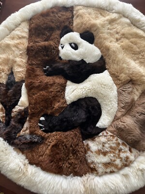 Alpaca Fur PANDA BEAR Soft Tapestry, wall Hanging, Made In Peru 45