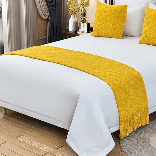 European Knitted Tassel Trimmings Bed Runner Hotel Home Bedroom Decor Bed Flag - Picture 12 of 24