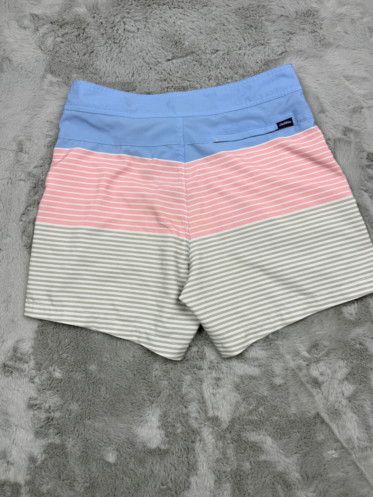 Chubbies Shorts Mens 32 Striped Blue Pink Gray Print Swim Trunks Lounge Wear