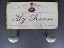 9977679 Szyna haczykowa Szafa Metal My Room Chłopcy Niedozwolone Vintage 18x23cm