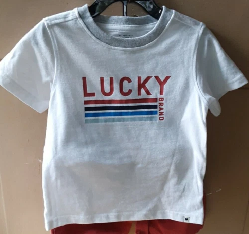 Conjunto de camisa y pantalón corto Lucky Brand para niño (BLANCO/ROJO/AZUL/GRIS/MULTI, TALLA 6) NUEVO CON ETIQUETAS Foto 2 de 2