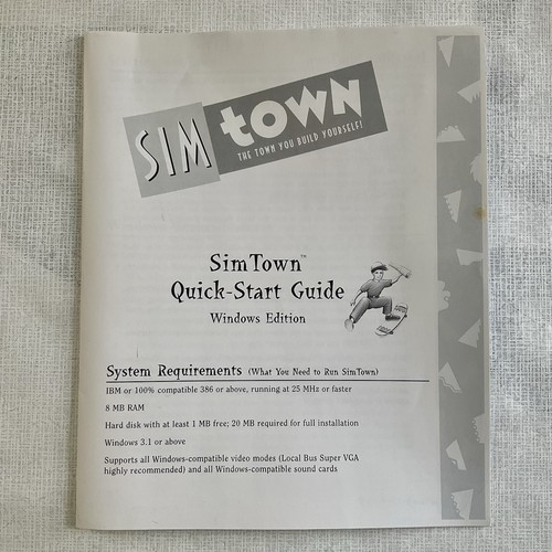 Vintage Sim Town Maxis Windows 95 Big Box PC Game Made for Windows 1995 CD-ROM - Picture 9 of 10