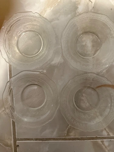 Federal Depression Glass Patrician Spoke Clear 5 3/4" Saucers Set of 4lot5463