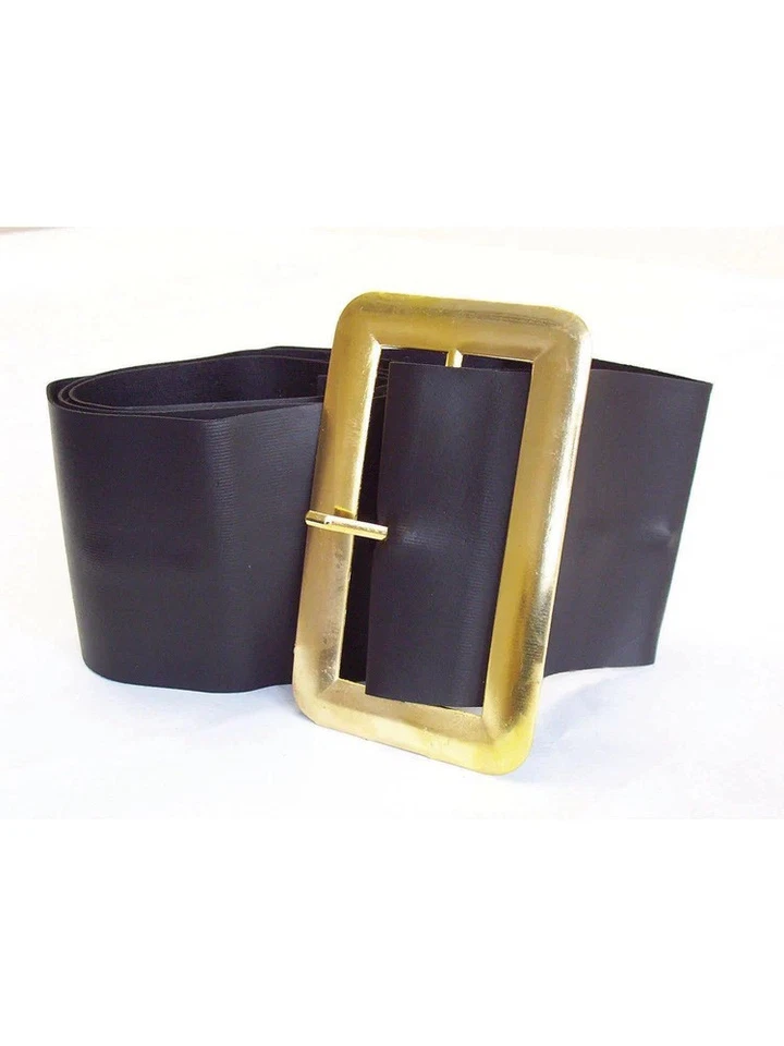 AMH Christmas Santa Claus Belt Black with Gold Buckle Adjustable Costume Accessory