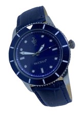 Silver Blue Watch By Paccioni Blue Leather Strap Blue Dial