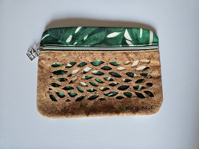 Biolage Botanical Print Canvas and Cork Cosmetic Makeup Tech Travel Bag/Pouch