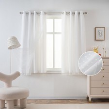MYSKY HOME White Curtains for Girls Bedroom Nursery Kids Cute Short Curtains f