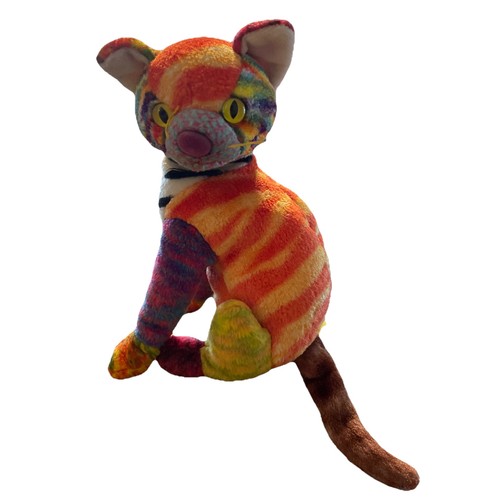 2000 Ty Beanie Baby Kaleidoscope Cat 7 inch Good Condition Cool Beanie Cat Cpix