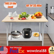 Oak Wood Top Work Table Workbench Work Table with Undershelf 500kg Load Capacity