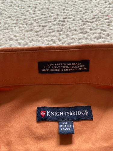 Knightsbridge Men Long Sleeve Button-Up Shirt Orange-Brown Size 2XL 18-18.5 - Picture 7 of 9