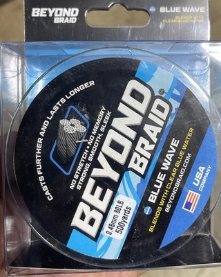 Beyond Braid Braided Fishing Line BLUE WAVE No Stretch 80LB 500yd