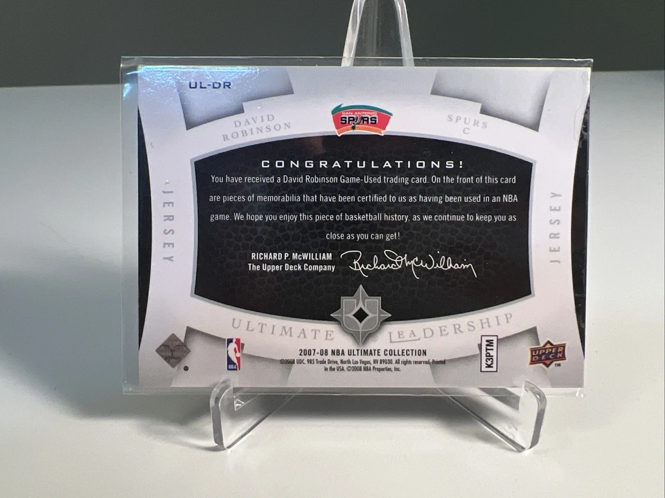 2007-08 Ultimate Collection Ultimate Leadership /99 David Robinson #UL-DR HOF - Image 2 of 2