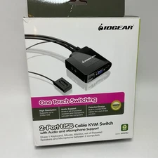 IOGEAR 2-Port KVM Switch w/ Audio & Microphone GCS72U – New (Open Box)