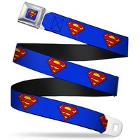 "Buckle Down Men's Seatbelt Belt Kids, Superman Shield Blue, 1.5\" Wid (Us Import)"