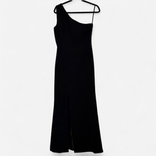 Calvin Klein Womens Black One Shoulder Maxi Gown Side Slit Size 4 Formal Dress