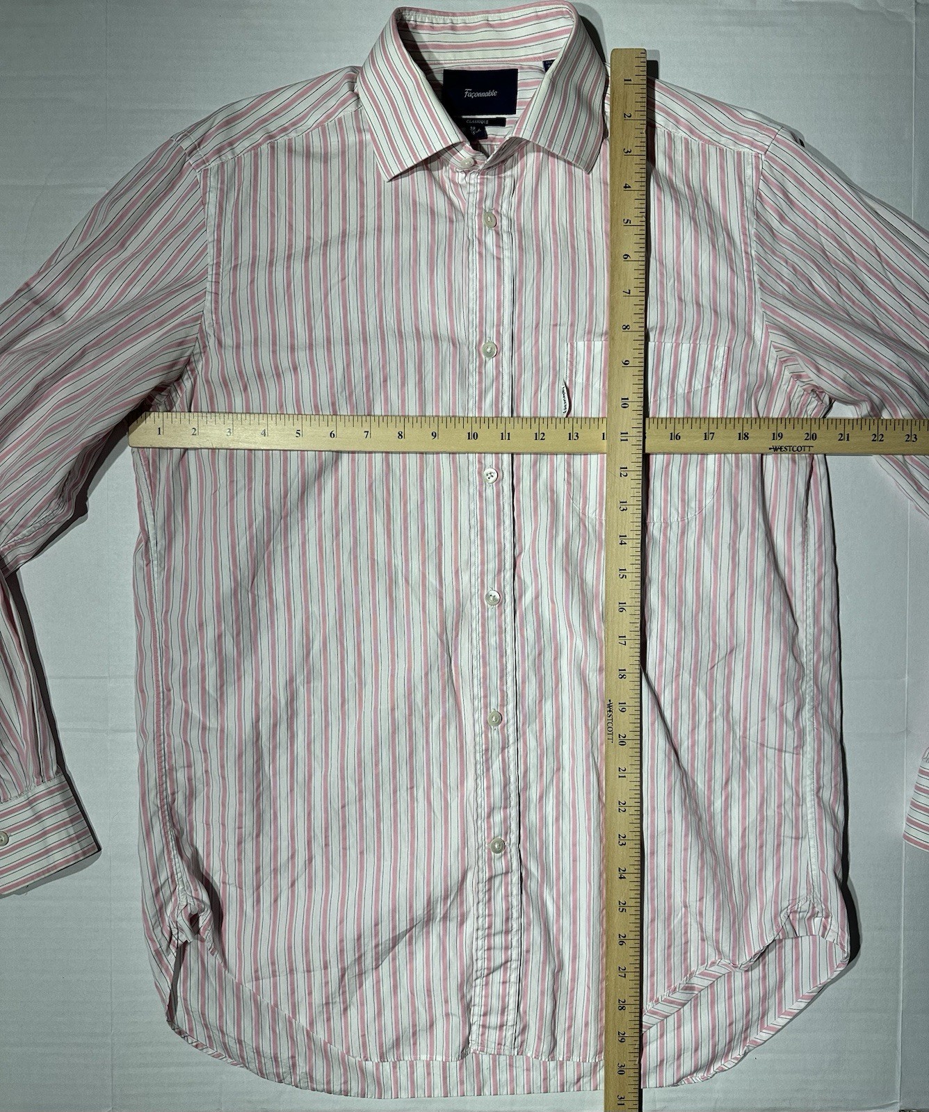 Facconable Button Down Shirt Mens Large Pink Whit… - image 4