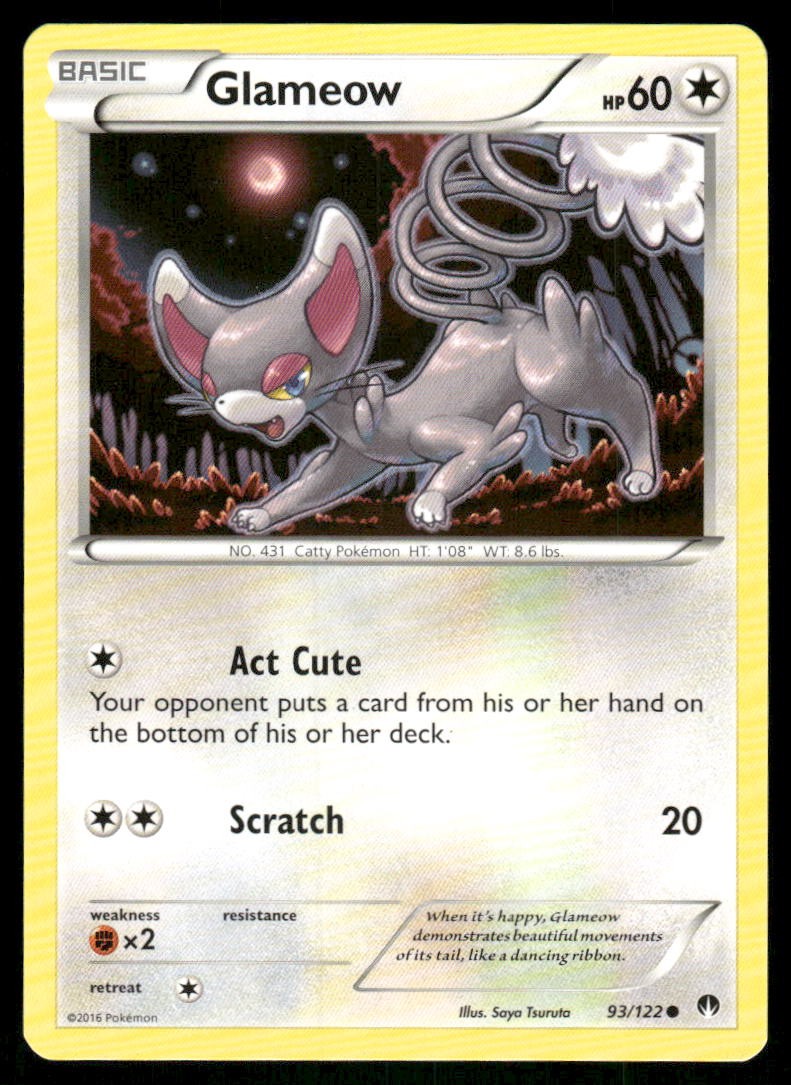 Glameow 93/122 Common BREAKpoint Pokemon Near Mint