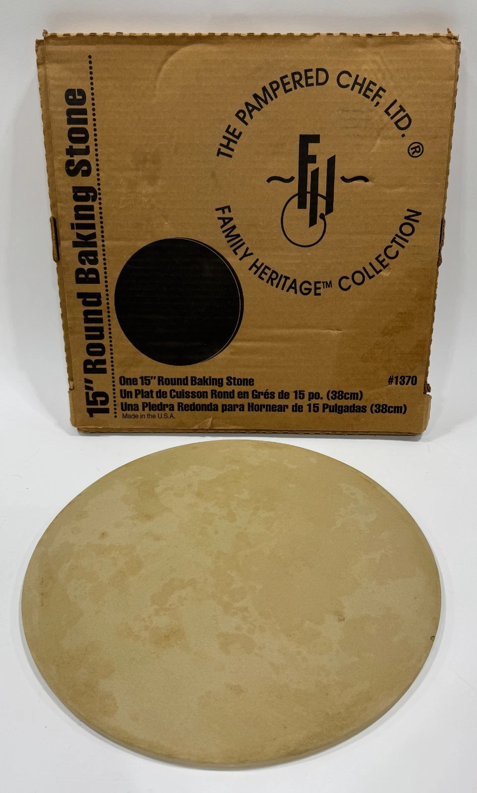 Pampered Chef 15” Round Baking Stone Family Heritage Collection 1370