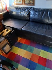 Black Leather Sofa Full 3 Seater
