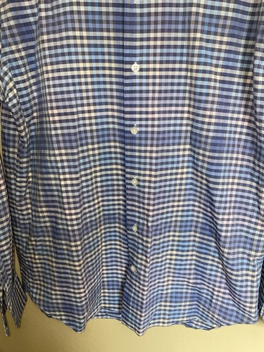 Culturata Dress Shirt Italian Blue Multi Long Sleeve Large 16.5 Tailored Fit - Picture 3 of 8