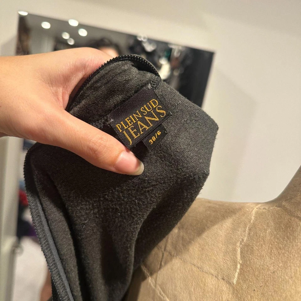 🖤 Minivestido de terciopelo con cremallera ajustable Jeans Plein Sud ultra raro (década de 1990) Foto 4 de 4