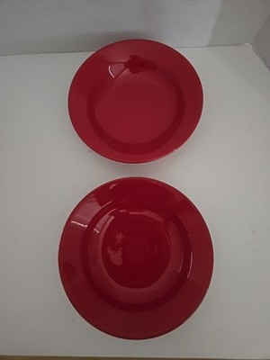 (2)Waechtersbach Fun Factory Freestyle Cherry Red 8 3/8 Soup Bowls, Germany NEW!