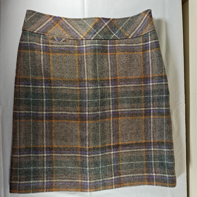 L.L. Bean Women's Mini Skirt Size 6 Petite Blue/Purple Plaid, Wool Blend, Lined