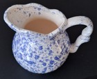 Vintage Blue White Speckled Spongeware Pitcher Creamer Small 4" Glazed — photo 10