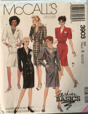 MCCALLS 3903 MISSES' SIZE Fashion Basics 8-12 DRESSES SEWING PATTERN  1988 CUT