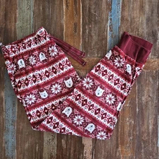 Old Navy Red & White Polar Bear Pattern Flannel Pajama Lounge Pants Medium Cute!